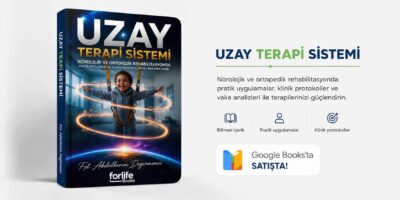 Fzt. Abdulkerim Değirmenci tarafından hazırlanan Uzay Terapi Sistemi kitabının tanıtım görseli. Kitap; serebral palsi, nörolojik rehabilitasyon, ortopedik rehabilitasyon ve uzay terapi uygulamalarında kullanılan klinik yaklaşımlar, vaka analizleri ve uygulama protokollerini kapsamaktadır. Google Kitaplar üzerinden satın alınabilmektedir.