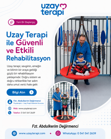 Uzay terapi ile güvenli ve etkili rehabilitasyon için Uzay Terapi Sistemleri kurucusu Fzt. Abdulkerim Değirmenci'den bilgi alın. Web sitesi, WhatsApp ve telefon iletişim bilgileri.
